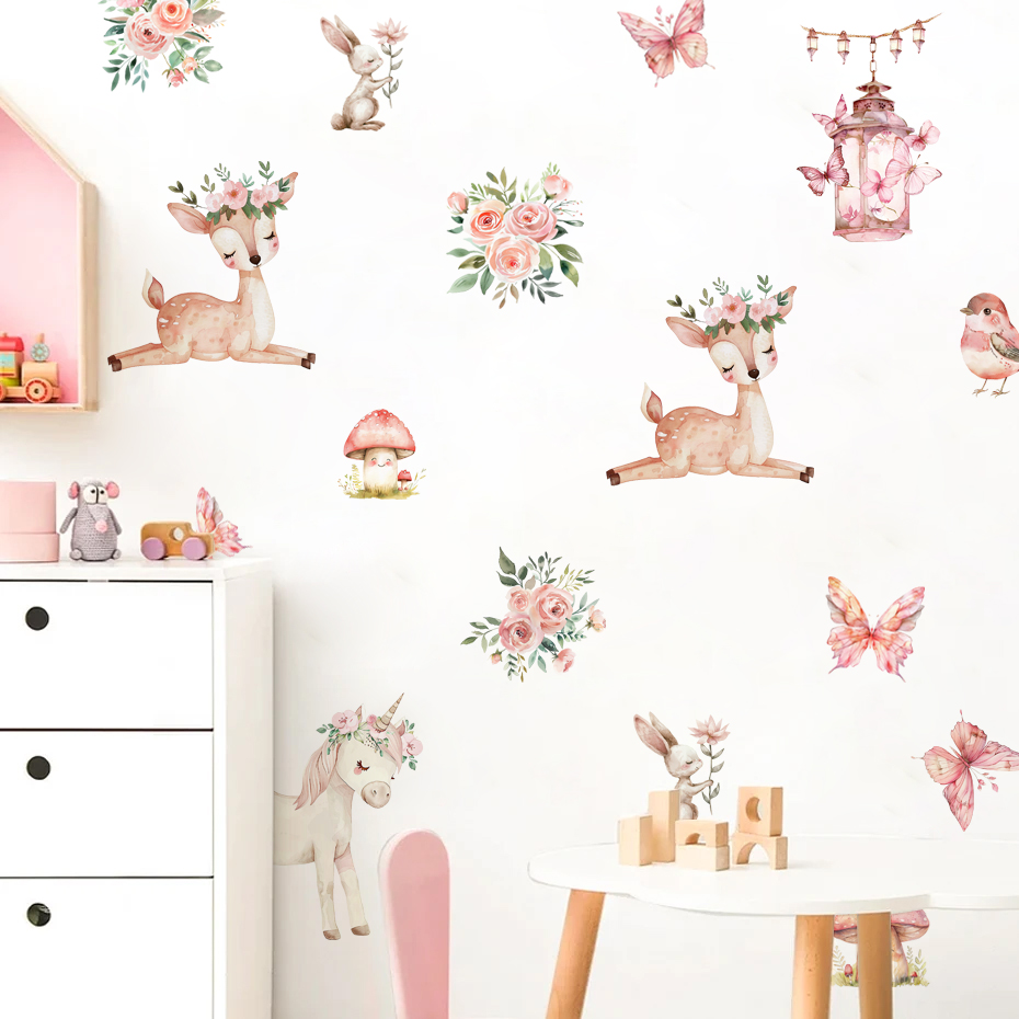 Baby Girl Nursery Quotes - Cartoon mooie herten huis muurstickers voor
