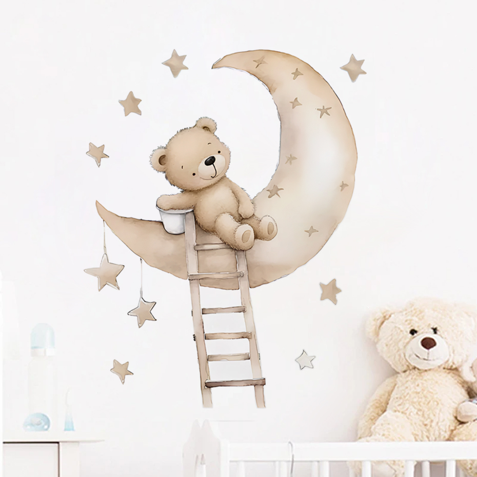 Baby Girl Nursery Quotes - Schattige beer ster wolk muurstickers voor