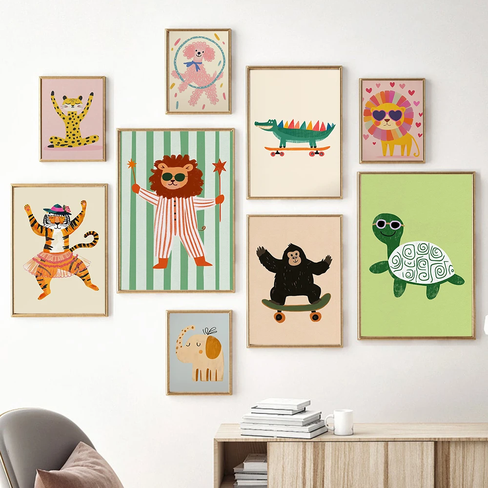 Baby Nursery Frames - (Geen lijst) Minimalistische canvasposters Yoga Luipaard