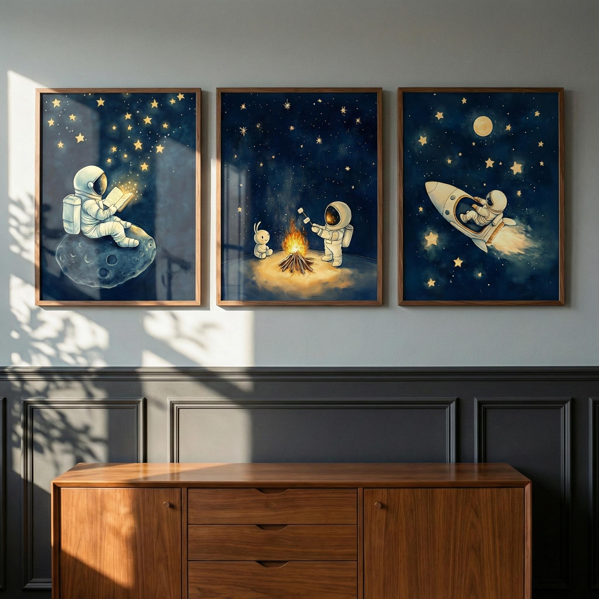 Baby Nursery Frames - Astronaut Ruimte Wanddecoratie Set van 3