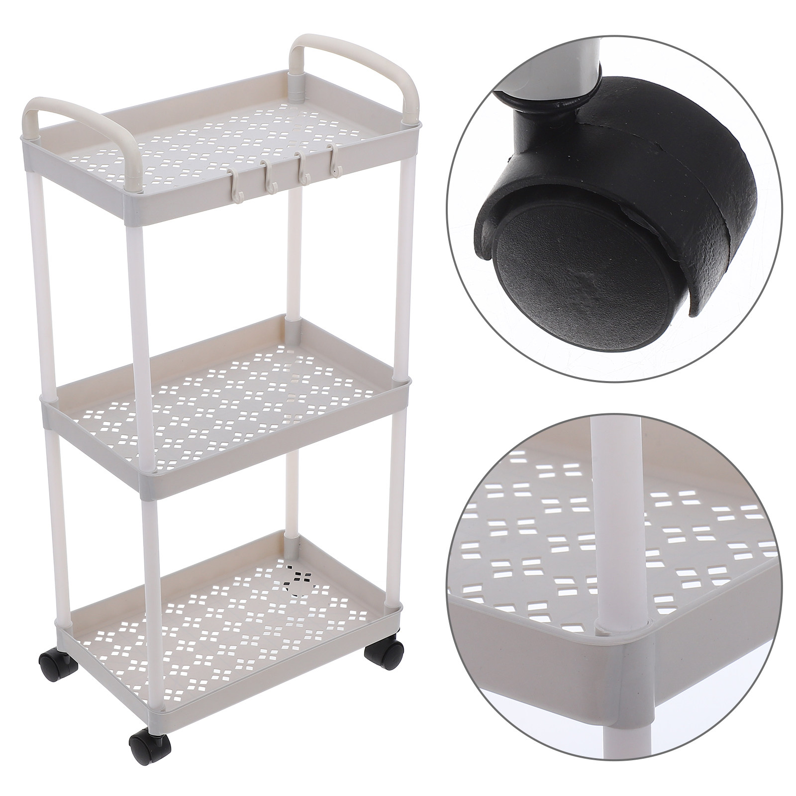 Baby Nursery Trolley - 3-laags kunststof opbergwagen, rollende organizer voor
