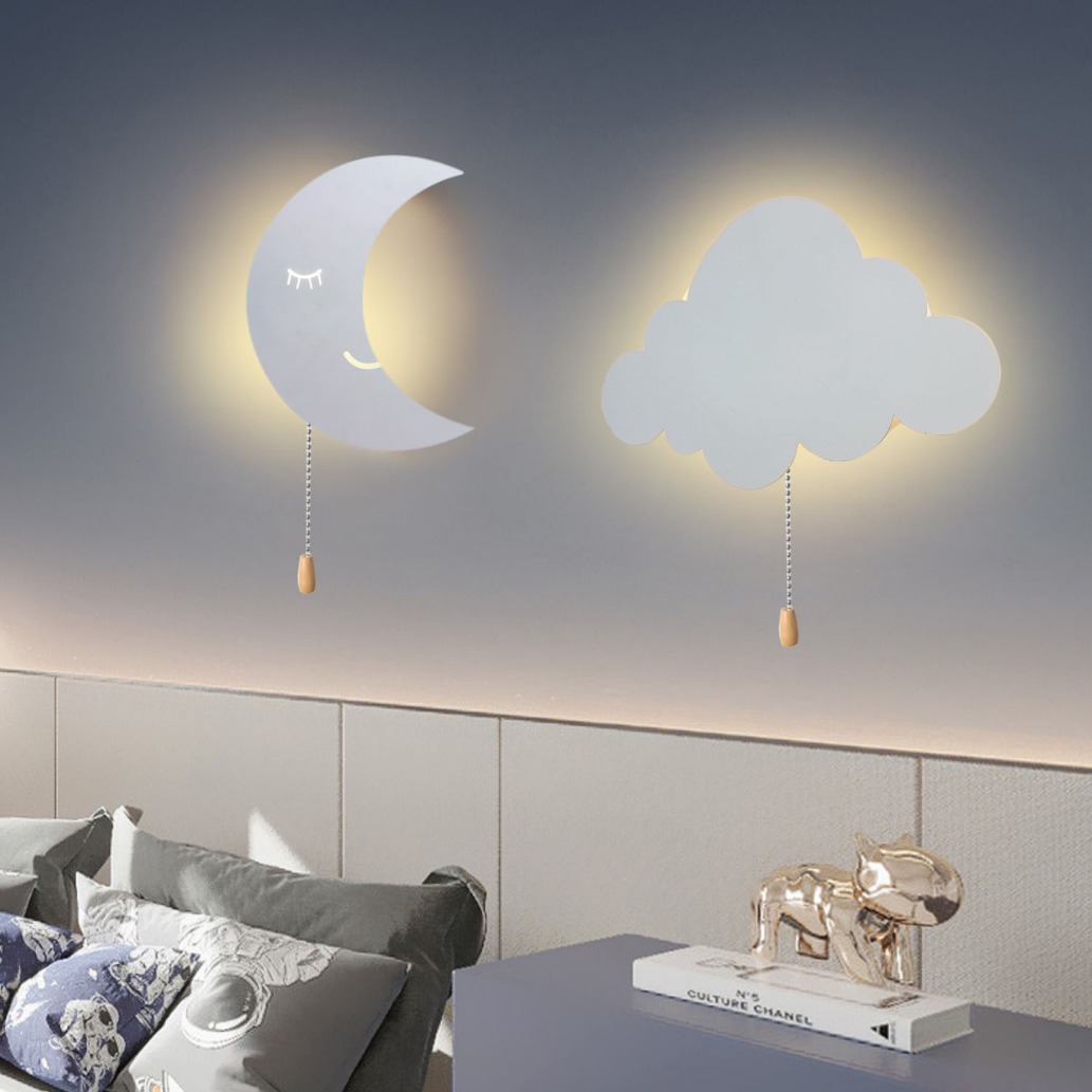 Baby Nursery Wall Lights - USB-poort opladen AA batterij-aangedreven slaapkamer nachtkastje