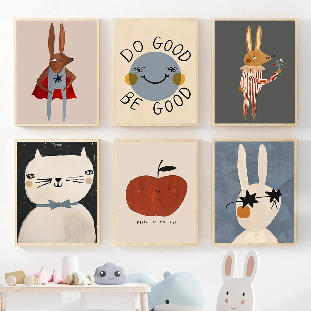 Baby Nursery Frames - (geen lijst) Grappige Cartoon Konijn Beer
