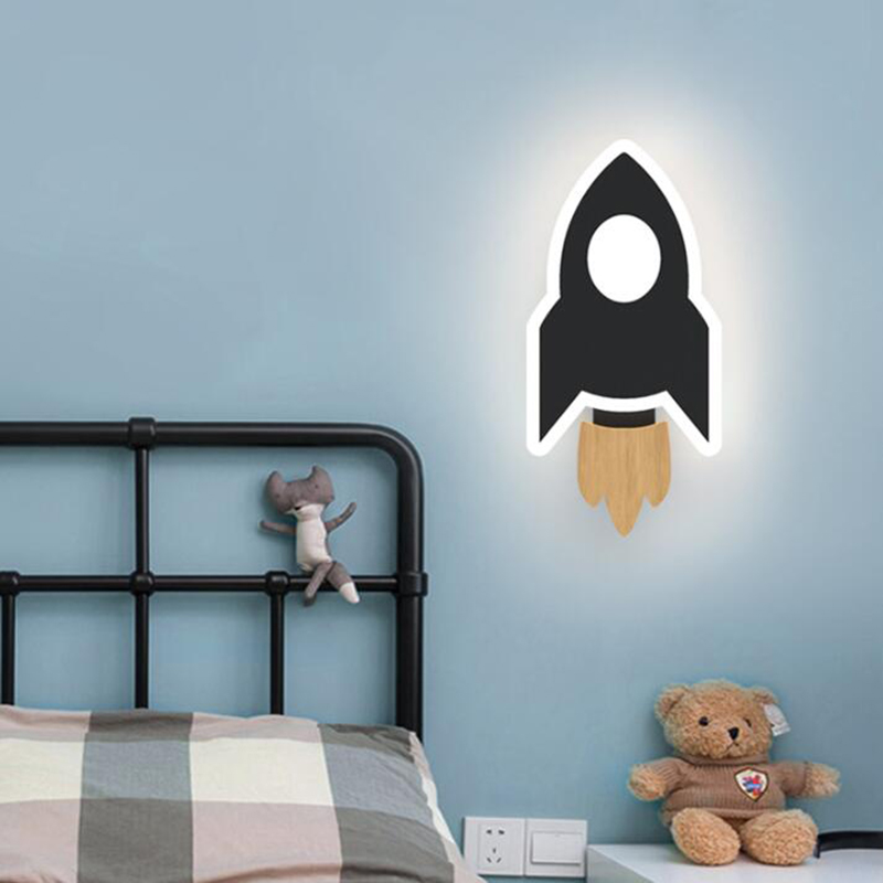 Baby Nursery Wall Lights - Cartoon Led Raket Wandlamp Moderne Creatieve