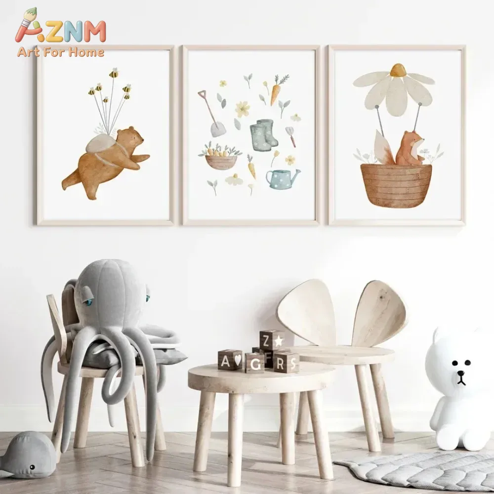 AZNM aquarel beer vos dier can - Baby Nursery Frames recensie en prijs