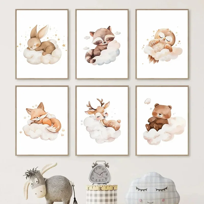 Cartoon Cloud Animal Canvas Sc - Baby Nursery Frames recensie en prijs