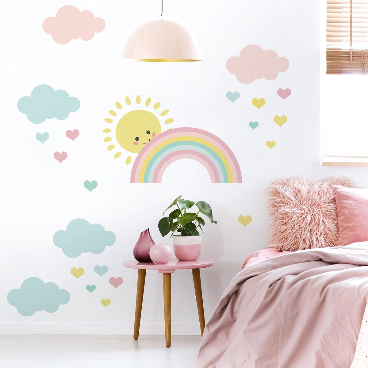 Cartoon Zon Regenboog Wolken M - Baby Nursery Decor Girl recensie en prijs