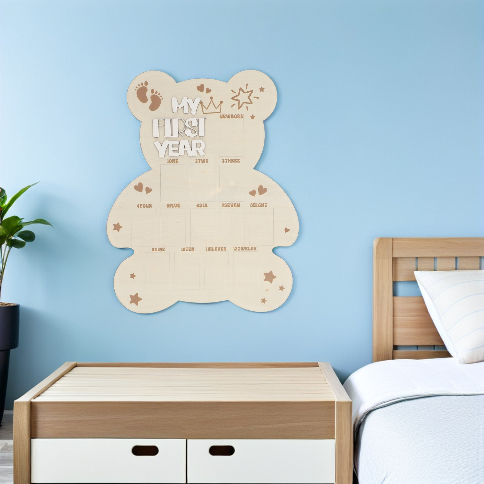 Houten fotobord voor pasgebore - Baby Nursery Frames recensie en prijs