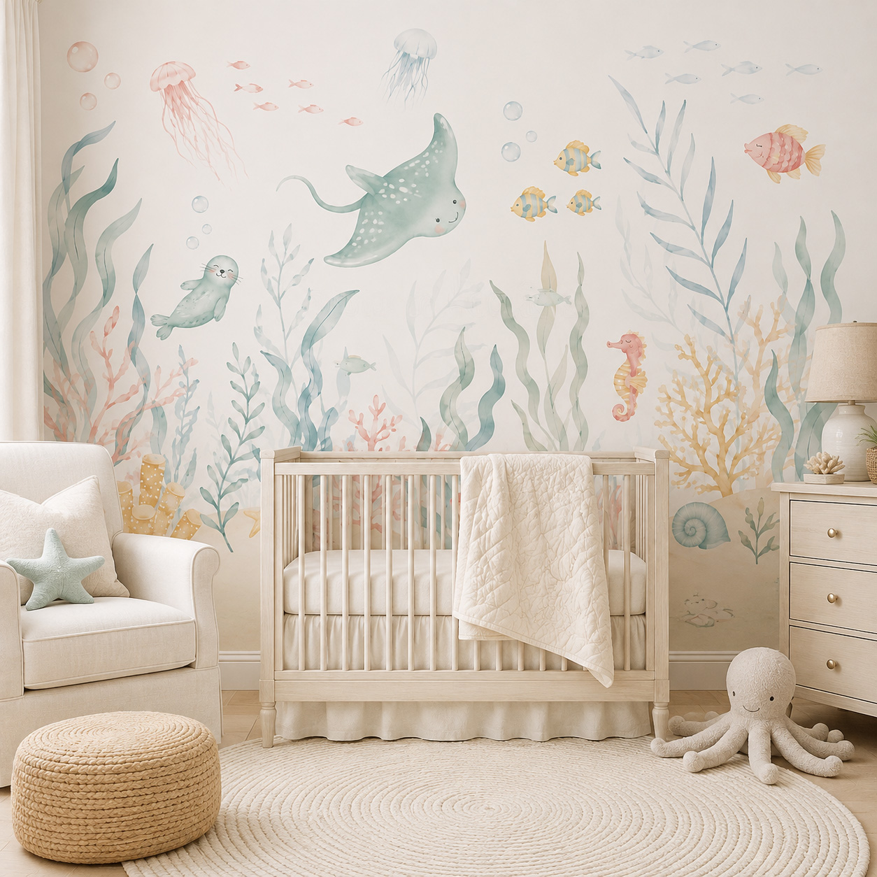 Zeedieren Zelfklevend Behang P - Baby Nursery Peel And Stick Wallpaper recensie en prijs